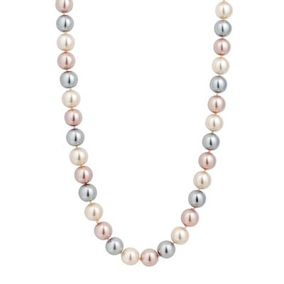 Triple tone magnetic pink pearl necklace